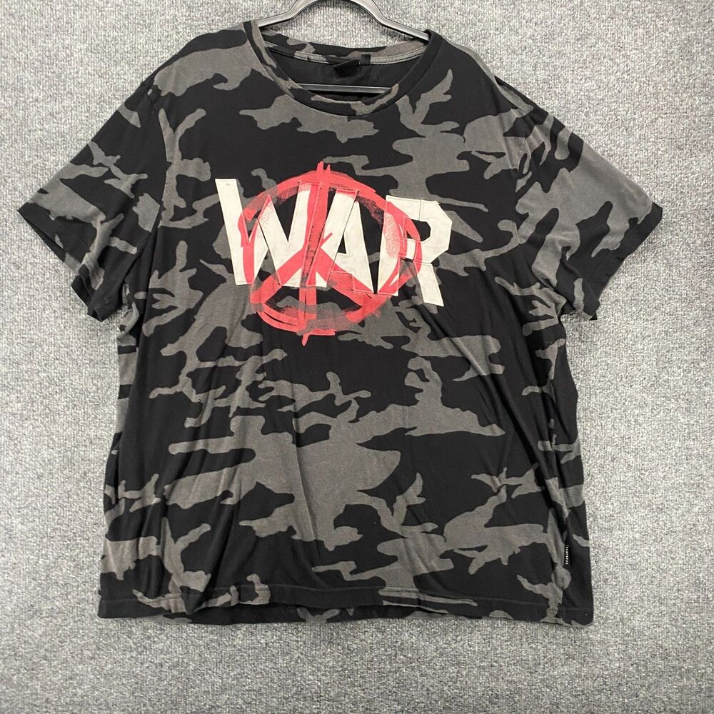 Sean John T Shirt Mens 4XL Black Camo Graphic No War Short Sleeve Streetwear 90s